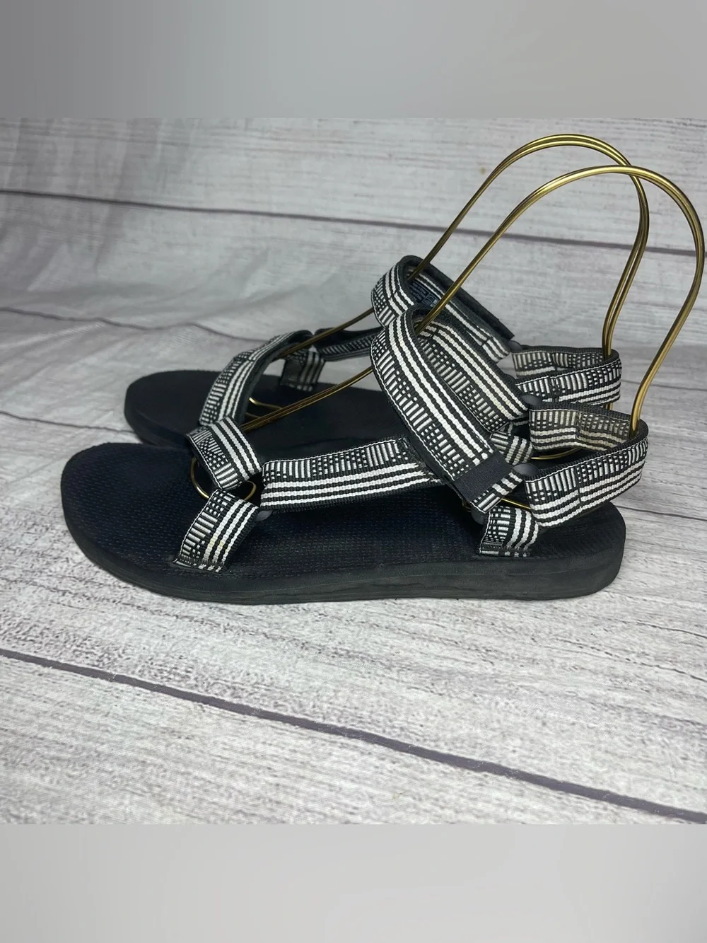 Teva Women’s 8 Original Universal Black White Sandals